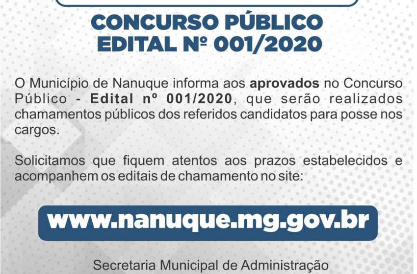  Comunicado Concurso Público Edital 001/2020