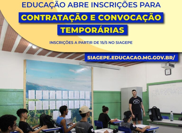  Governo de Minas abre inscrições extemporâneo para contratação/convocação temporária na rede estadual de ensino