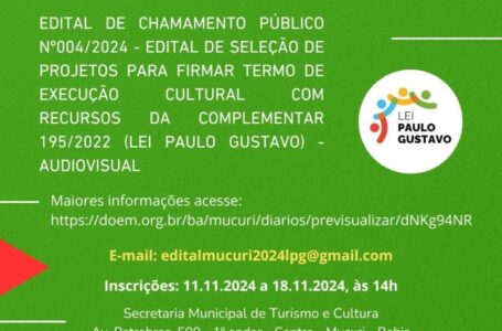 Mucuri abre novo ‘edital de seleção’ para projetos do setor audiovisual da Lei Paulo Gustavo